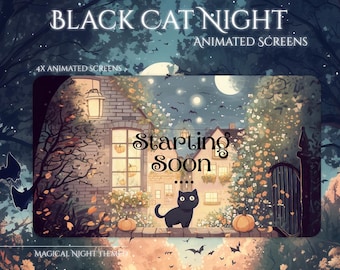 Cat Twitch Screen, Twitch screen | Spooky Overlay Stream Package, Cat Twitch | Cute Twitch Overlay | Aesthetic | Animated screen | Animated