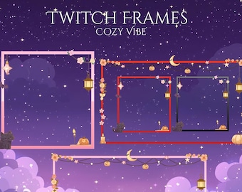 6x Frames Bundle Twitch Stream | Cute Cozy Overlay Cams & Screen Borders | Editable Streaming Assets for Twitch, Vtuber, YouTube, Discord