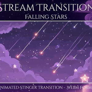 Falling Stars Stinger Transition | Night Twitch Overlay | Magic Animated Stinger | Sky Aesthetic for OBS, Streamers, YouTube & VTubers