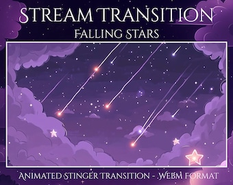 Transição de Estrelas Cadentes | Overlay Noturno para Twitch | Efeito Mágico Animado | Estética Celeste para OBS, Streamers, YouTube e VTubers