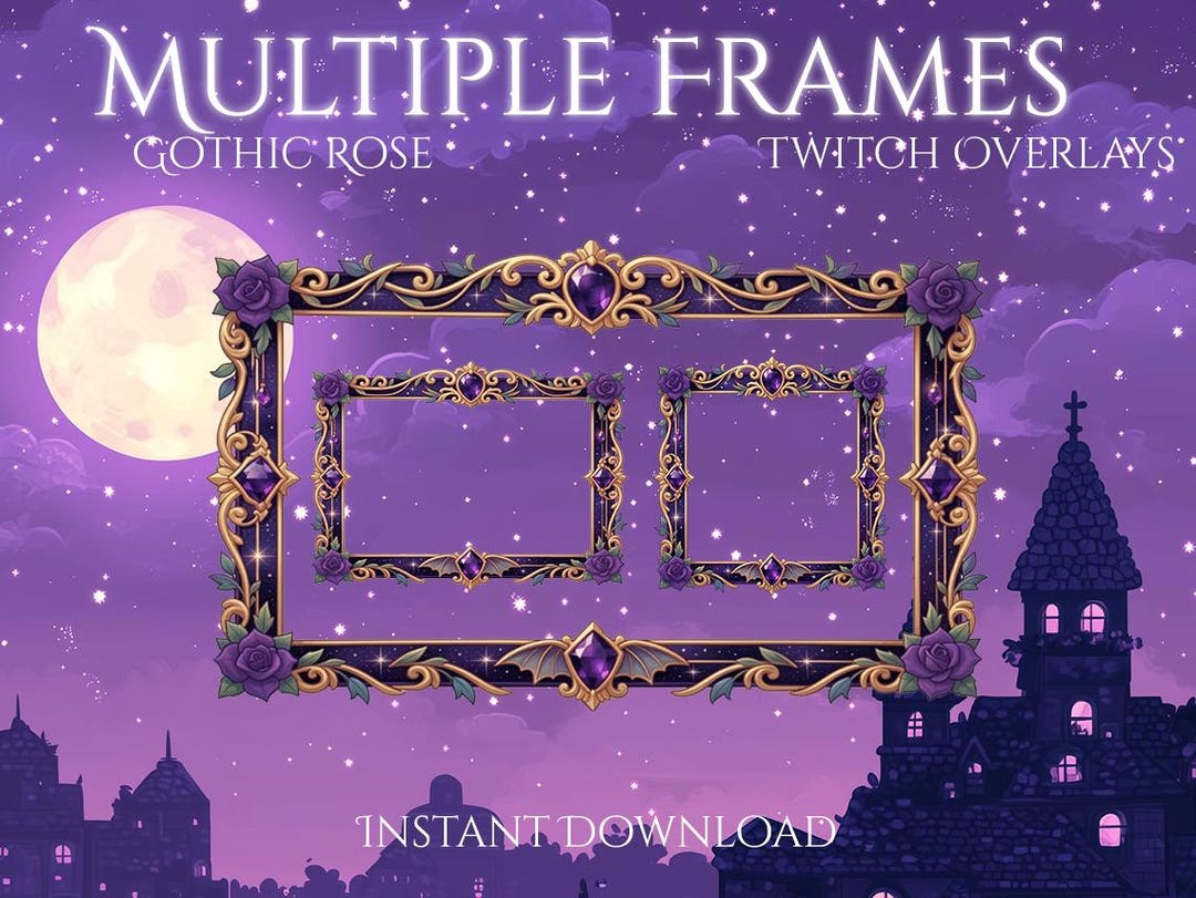 Gothic Rose Webcam Frame, Dark Romantic Twitch Overlay, Vampire Bat Cam ...