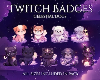 Crescent Dog Twitch Pack / Cozy Cute / Stars Clouds Moon / Pastel Glow / Animated / Twitch Overlay / Vtuber Stream / Magical Adorable
