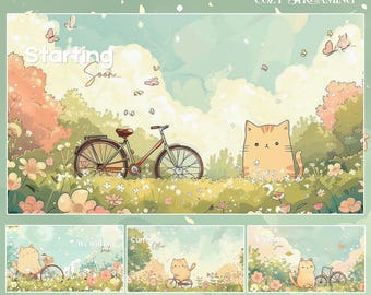 Ghibli Stream Twitch Screen / Spring / Pastel / Cute / Overlay / Books / Dreamy / Twitch screen / Twitch Overlay Fairy | Animated | Ghibli