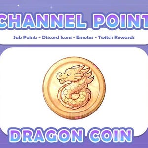 Dragon Coin Channel Points Icon/Emote for Twitch Instant Download - Cute Kawaii Design-Perfect for Streamers - Twitch Coin | Bits | Rewards