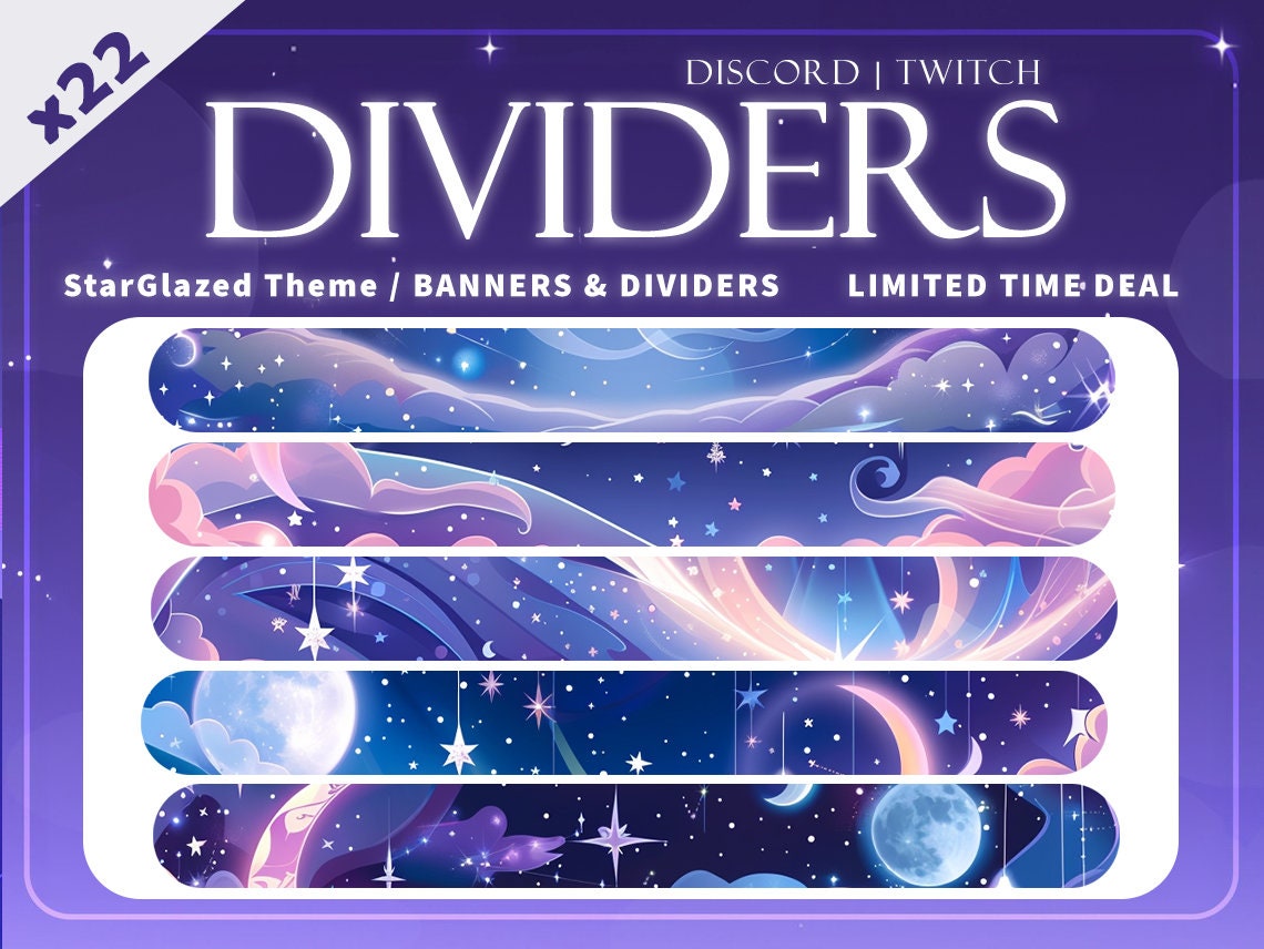 Discord Dividers Banners Moon Star Purple Celestial Night Twitch Panel ...