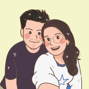 Cute Cartoon Anime Portrait, Custom Couple Portrait, Family Drawing Portrait, Gift For him, Father's Day Gift