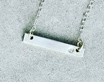 925 Solid Sterling Silver Initial Bar Necklace, Handmade Custom Gifts, Name, Date, Nameplate, Everyday Necklace