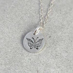 Minimalist Butterfly Necklace, Custom Gifts, Sterling Silver Butterfly Pendant image 1