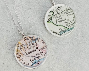 Old Map Necklace, Custom Gifts, Map Jewelry, Map Necklace, World Map Necklace