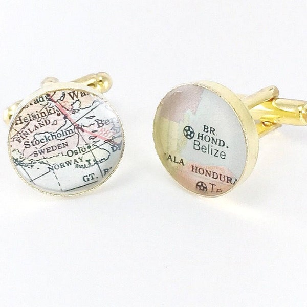 Personalized Map Gold Cufflinks