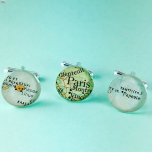 Mix and Match Cufflink Trio of Your Favorite Cities, Cufflink & Custom Gift, Cufflinks Silver, Cufflinks Groom, 30th Birthday Gift For Men