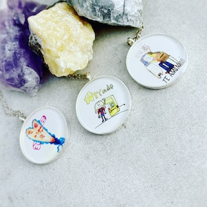 Kids Drawing Necklace, Custom Gifts, Kid Art, Kid Art Gift, Mothers Day Gift