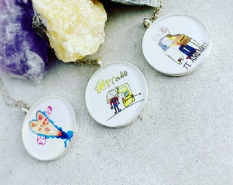 Kids Drawing Necklace, Custom Gifts, Kid Art, Kid Art Gift, Mothers Day Gift