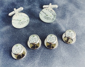 Cufflinks and Studs Set for Groomsmen by DLK Designs, Personalized and Custom Jewelry, Includes Groomsmen Gift Box, Groomsmen Proposal