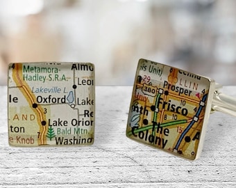 Customizable Map Cufflinks For Wedding, Wedding Cuff Links, Cufflinks For Groomsmen