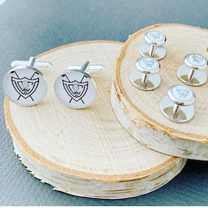 Tuxedo Cufflinks, Custom Cufflinks and Studs For Groom and Groomsmen, Shirt Studs Personalized, Groom Cufflinks, Sterling Cufflinks