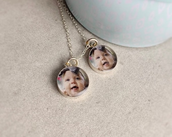 Personalized Necklaces, Custom Gifts, Mothers Photo Charm Necklace, Sterling Silver Photo Charm, Tween Girl gifts