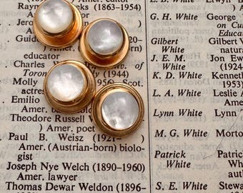 Mother Of Pearl Goldtone Tuxedo Shirt Studs for Groom and Groomsmen