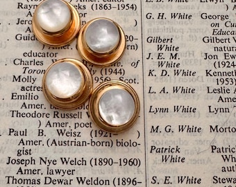 gold tone mother of pearl shirt studs