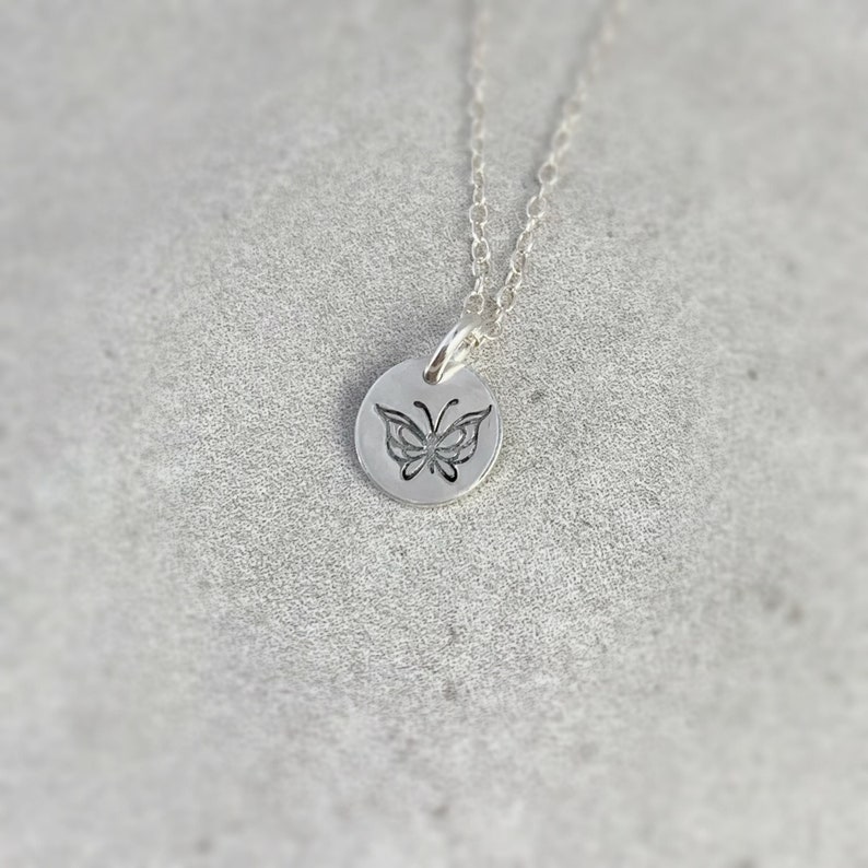 Minimalist Butterfly Necklace, Custom Gifts, Sterling Silver Butterfly Pendant image 1