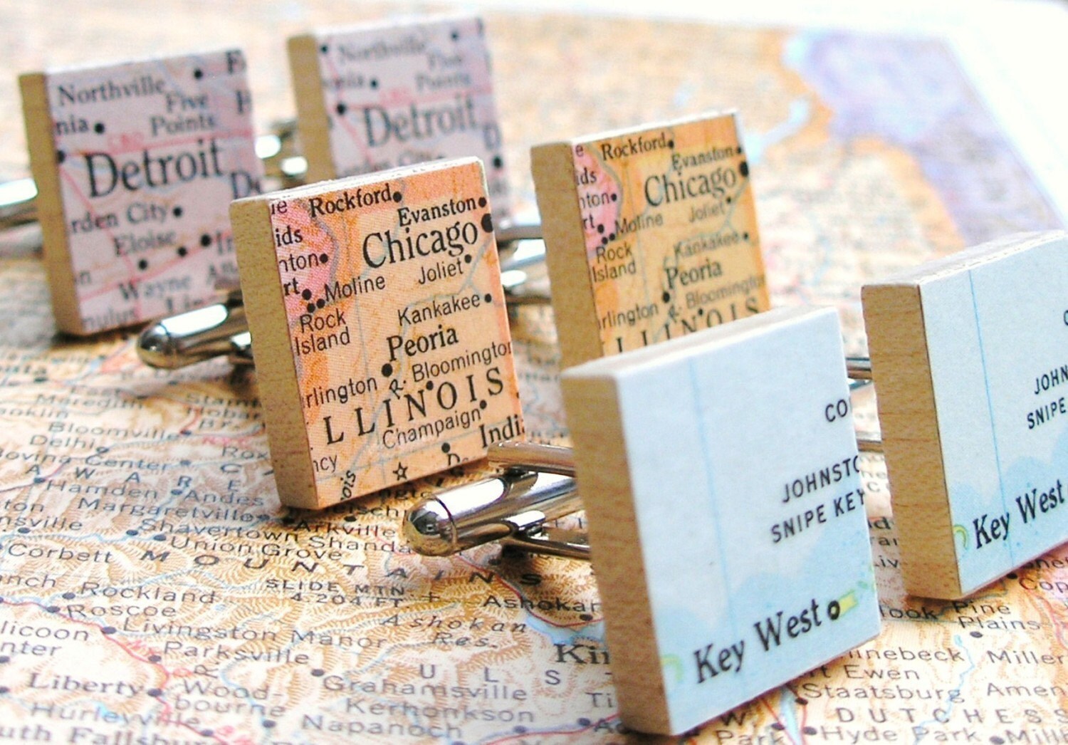 You Choose Map or Dictionary Scrabble Tile Cufflinks as Etsy