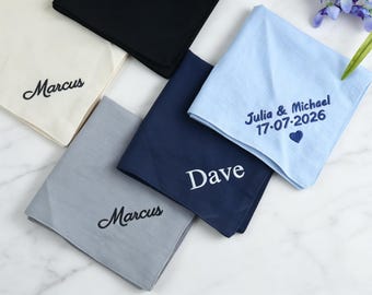 Cotton Handkerchief, Personalized Embroidered Hankie, Custom Initials Pocket Square, Soft Cotton Cloth, Men's Handkerchief, Color Options