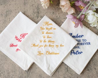Pañuelo personalizado Pañuelo de boda bordado Pañuelo para el padre de la novia Regalo para la suegra Regalo para la madre de la novia