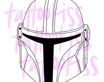 A Mandalorian Armor Helmet Star Wars Tattoo Idea Minimalist Fine Line