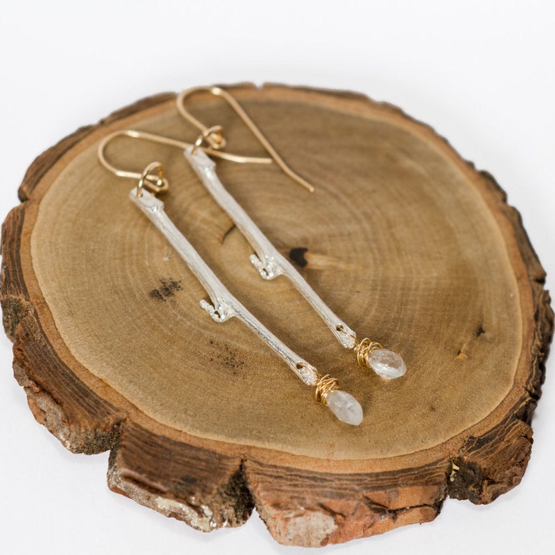 Moonstone Stick Earrings image 3