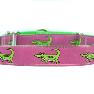 1 Inch Wide Dog Collar with Adjustable Buckle or Martingale in Mrs Al Pink