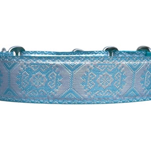 Wide 1 1/2 inch Adjustable Buckle or Martingale Dog Collar in Icey Snow