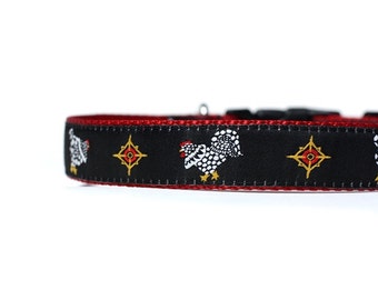 1 Zoll breites Hundehalsband mit verstellbarer Schnalle oder Martingale in Hühnern