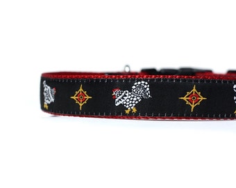 1 Inch Wide Dog Collar with Adjustable Buckle or Martingale in Chickens