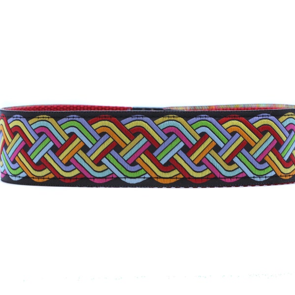 Wide 1 1/2 inch Adjustable Buckle or Martingale Dog Collar in Celtic Weave