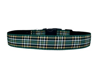 1 Inch Wide Dog Collar with Adjustable Buckle or Martingale in Irish Plaid