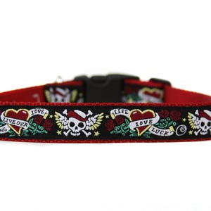 1 Inch Wide Dog Collar with Adjustable Buckle or Martingale in Biker Dog