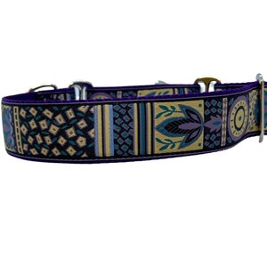 Wide 1 1/2 inch Adjustable Buckle or Martingale Dog Collar in Purple Bits image 2