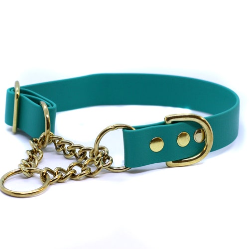 leather martingale collar with chain