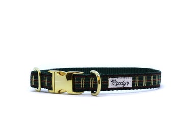 5/8 or 3/4 Inch Wide Dog Collar with Adjustable Buckle or Martingale in Max Plaid