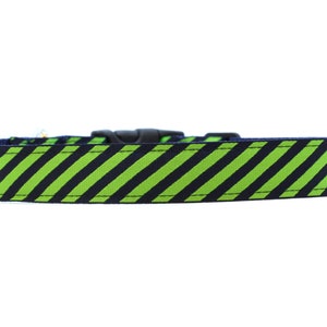 1 Inch Wide Dog Collar with Adjustable Buckle or Martingale in Power Tie in Lime and Navy