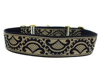 Wide 1 1/2 inch Adjustable Buckle or Martingale Dog Collar in GoldiePups