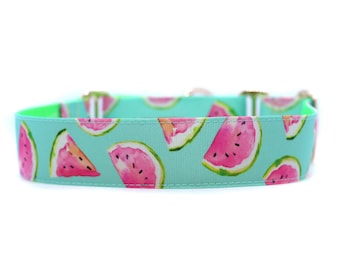 Breite 1 1/2 Zoll verstellbare Schnalle oder Martingale Hundehalsband in Wassermelone