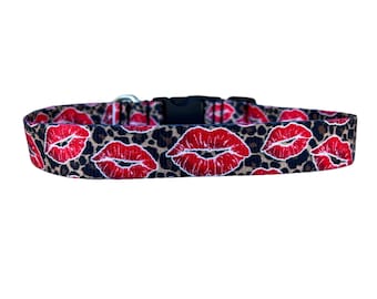 1 Inch Wide Dog Collar with Adjustable Buckle or Martingale in Lips