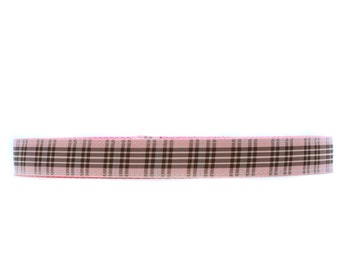 1 Inch Wide Dog Collar with Adjustable Buckle or Martingale in Pink Plaid