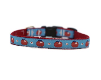 5/8 or 3/4 Inch Wide Dog Collar with Adjustable Buckle or Martingale in Apples