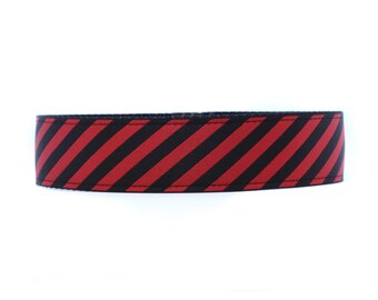 Wide 1 1/2 inch Adjustable Buckle or Martingale Dog Collar in Power Tie in Red and Black