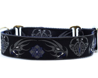 Wide 1 1/2 inch Adjustable Buckle or Martingale Dog Collar in Dragon