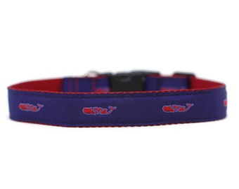 1 Inch Wide Dog Collar with Adjustable Buckle or Martingale in Whales