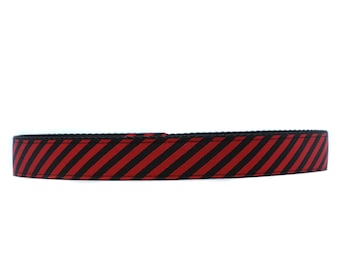 1 Inch Wide Dog Collar with Adjustable Buckle or Martingale in Power Tie Red and black