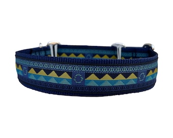Breite 3 cm Schnalle oder Martingale Hundehalsband in Navy Mountain